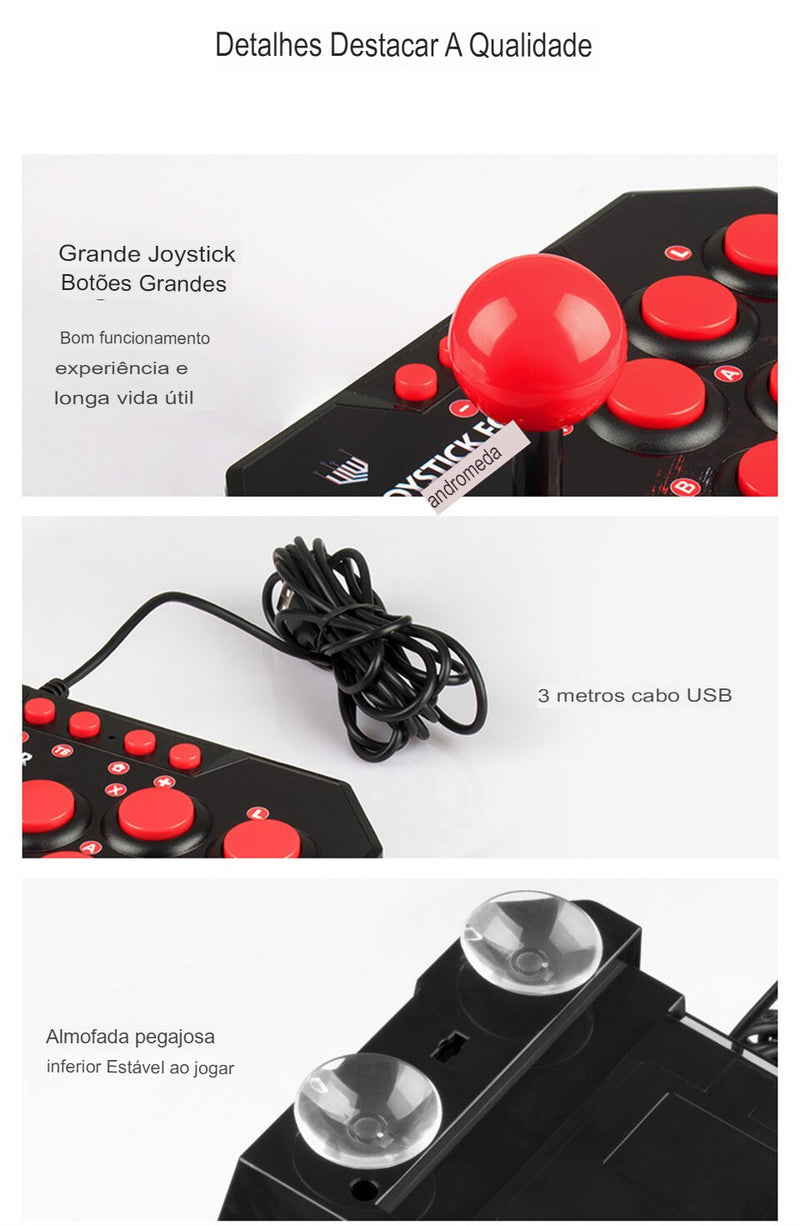 GAMINJA JOYSTICK 4 EM 1 PS3, NINTENDO SWITCH, PC E ANDROID TV